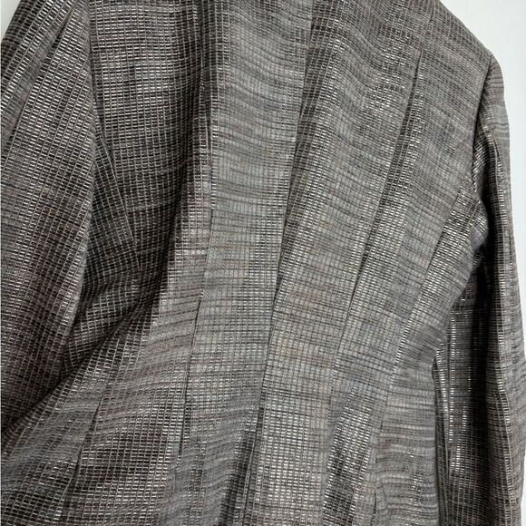 Versace Textured Silver Metallic Velvet Brocade Zipper Eve Jacket 42 6 Couture - Picture 10 of 13